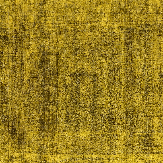 Ahgly Company Machine Washable Indoor Square Oriental Yellow Industrial Area Rugs, 4' Square