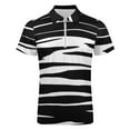 thumbnail image 4 of Animal Print Zebra Men Zipper T-shirt Summer Casual Short Sleeve T-shirt Top, 4 of 7