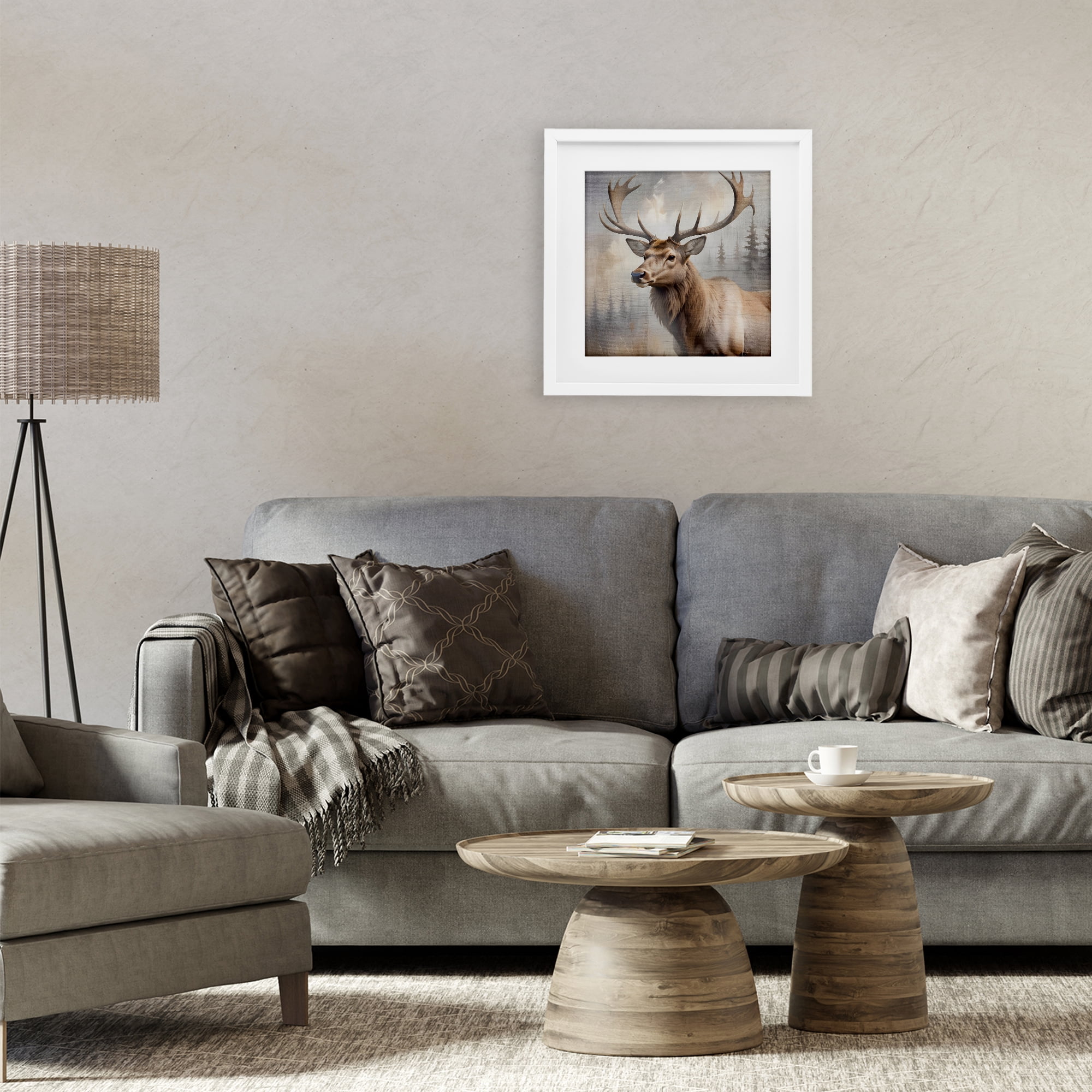 Stupell Industries Graceful Forest Stag White Framed Print Under Glass, design by Susan Arnot