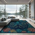 thumbnail image 2 of ODIKA Animals Deep Underwater Nautical Coral Border Tentacle Navy Octopus Refined Non-Slip Chair-Friendly for Dining Room, Large Office, Lounge, 2 of 7