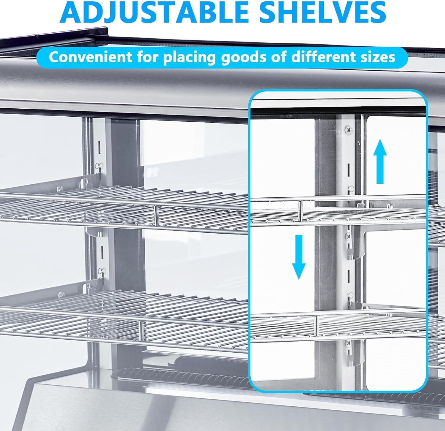 8.2 Cu.Ft. Refrigerated Display Case Countertop Pastry Display Case Commercial Display Refrigerator with LED Lighting Auto Defrosting Air-cooling Rear Sliding Door, Double-Layered Glass