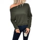 thumbnail image 4 of Camisetas de Mujer con Hombros Descubiertos, Camisetas Oversize de Larga, Camisetas Básicas Informales 2025 Verde Oscuro M, 4 of 10