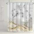 thumbnail image 5 of Marble Bathroom Shower Curtain White Gold Waterproof Fabric Shower Curtains with Hooks Watercolor Abstract Shower Curtain Cloth 72x72 inches, 5 of 6