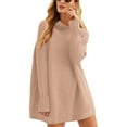 thumbnail image 2 of TIMIFIS Chandails pour Femmes Col Roulé Manches Chauve-Souris Ourlet Haut Bas Tricot Gaufré Décontracté Ample Tunique Mode Automne, 2 of 6