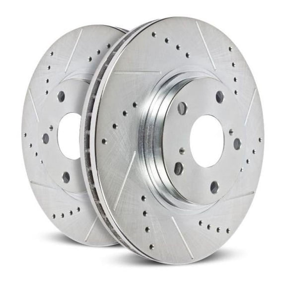 Power Stop Front Pair of Drilled and Slotted Brake Rotors JBR577XPR