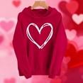 thumbnail image 5 of Tbopshirt Hoodies for Women Plus Size Oversized Valentine's Day Casual Round Neck Long Sleeve Pullover with Front Pocket and Drawstring Sweatshirt Red,L, 5 of 6