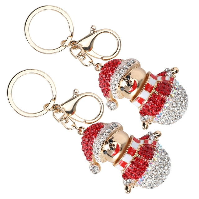 2 uds llavero de muñeco de nieve de Navidad elegante lindo bolso colgante decorativo colgante rojo