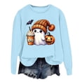 thumbnail image 4 of Halloween Sweatshirt for Women Hoodless Sweatshirt Oversized Crewneck Long Sleeve Pullover Sweatshirt for Women Blue S, 4 of 4