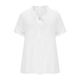 thumbnail image 5 of Admvng Tops for Women Solid Color Soft V Neck Short Sleeve Leisure Blouses, 5 of 8