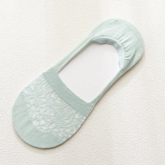 suxuMhao Carved Lace Style No-Show Socks, Footie Socks Invisible Liner Socks Low-Cut Socks With Silicone, Summer Thin & Breathable, Light Green, One Size Fits Most, 5 Pairs Comfortable Daily Wear