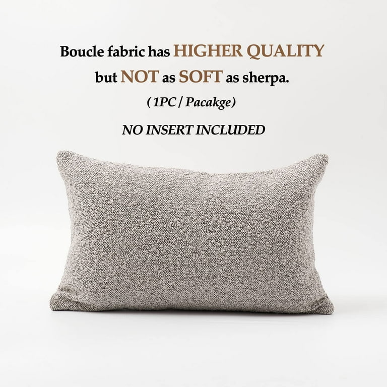 Boucle Pillow Covers 12x20 Luxury Throw Pillow Covers Decorative Pillows  for Bed Sofa Pillows for Living Room Accent Couch Pillows Soft Cushion  Case, 1PC, Sand Grey 