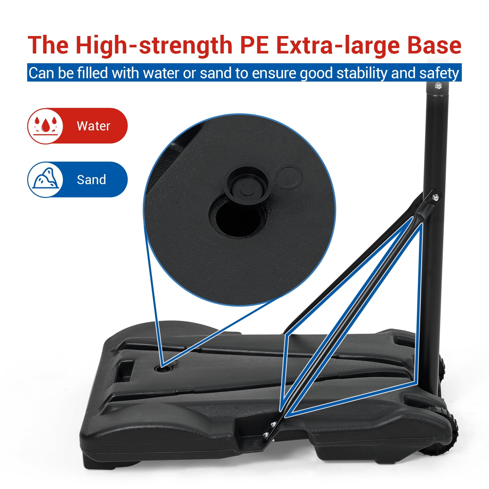 Portable Kids Basketball Hoop, Adjustable Height Indoor Outdoor Play Set with PVC Backboard & Steel Pole, Includes Basketball Pump for Boys Girls