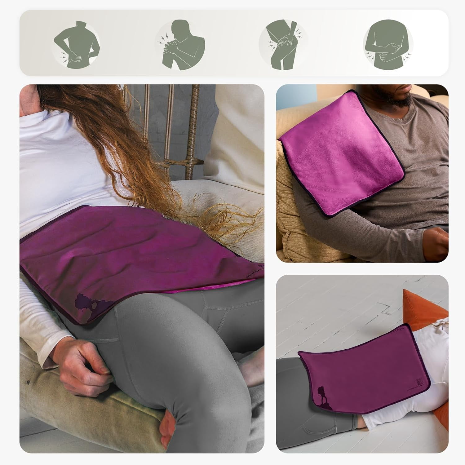 Large Hot and Cold Flexible Gel s for Injuries Reusable, Cold Packs for Injuries Reusable s, Soft for Back Cold Compress - 12" x 15" - Purple