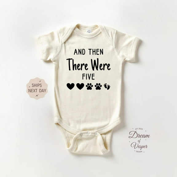 Baby Bodysuit BELLA CANVAS And Then There Were Five Baby Onesie, Pregnancy Announcement Baby Bodysuit, Baby Shower Gift, Coming Soon Baby Onesie, Newborn Bodysuit
