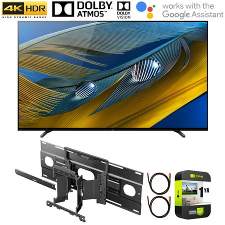 Sony XR65A80J 65 Inch A80J 4K OLED Smart TV (2021 Model) Bundle with Sony SU-WL855 Ultra Slim Wall-Mount Bracket and 1 Year Extended Protection Plan