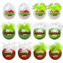 BTIZTLLA 12 Pcs 2.4 Inch Christmas Ball Ornaments Glittering Plastic Hanging Decorations Elf Balls Swirl Candy Cane Peppermint Red and Green Christmas Tree Pendants for Xmas Tree Decoration