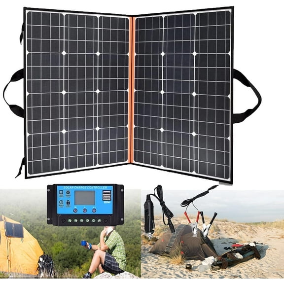RKXQT 200W Solar Panel Foldable Solar Charger, Outdoor Solar Powered Charger, Auto Solar Charger, for Mobile Phone Camping Hiking,40A