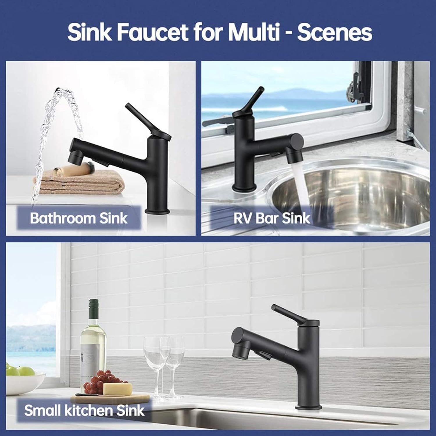 Bathroom Sink Faucet with Pull Down Sprayer Dual Mode Brass hot and Cold Single Handle Single Hole Retractable Faucet, for Bathroom,B Spray