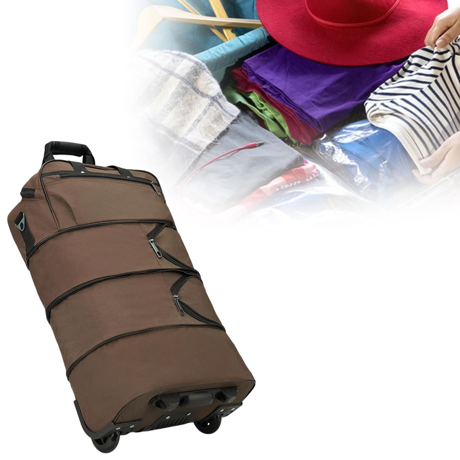 Wzmzjy Rolling Duffel Bag Wheeled Travel Storage for Women Men Compact Weekender Brown