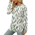 thumbnail image 2 of Ronuti Long Sleeve Shirts for Women Crewneck Basic Loose Tunic Tops Floral Beach Vacation Clothes, 2 of 6