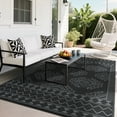 thumbnail image 2 of Garvee 8'x10' Waterproof Outdoor Rug, Modern Reversible Plastic Straw Patio Rug Foldable Lightweight RV Picnic Mat, Geometric Outdoor Carpet for Deck Balcony Porch, Black and Gray, 2 of 9