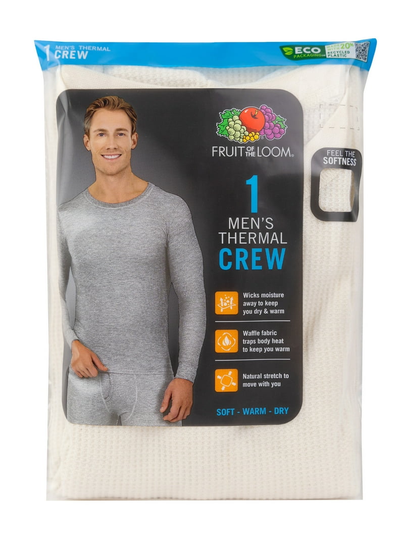 Fruit of the Loom, Men's Thermal Waffle Crew Top, Sizes S-5XL