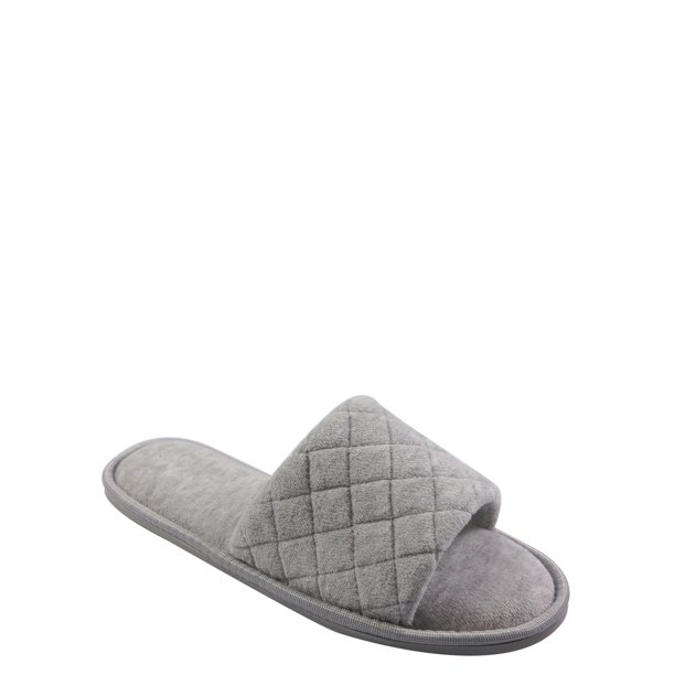 Joyspun Women's Quilted Velvet Single Band Slide Slippers