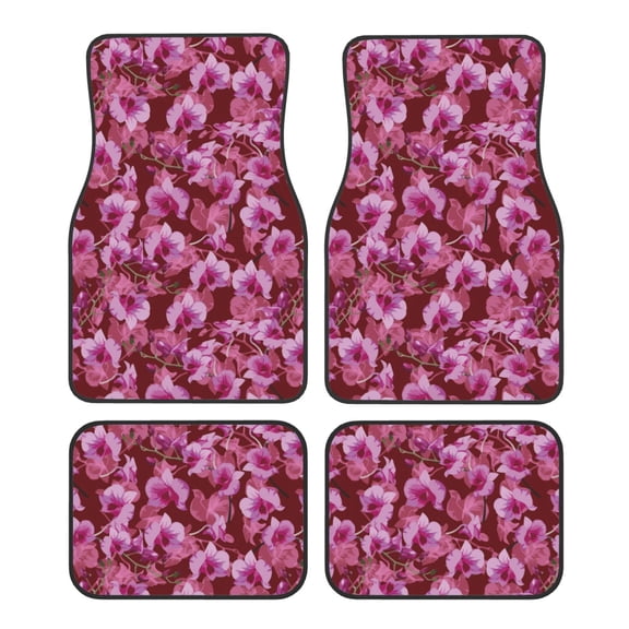 Naloa Orchids Flowers Car Foot Mat Set of 4 Pieces - Universal Floor Liner Neoprene Full Set Floor Mats for Cars Trucks SUV