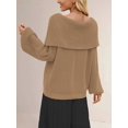 thumbnail image 3 of The Shoulder Sweater for Women Fall Winter Oversized Pullover Lantern Long Sleeve Soft Knit Sweater Top Khaki S, 3 of 5