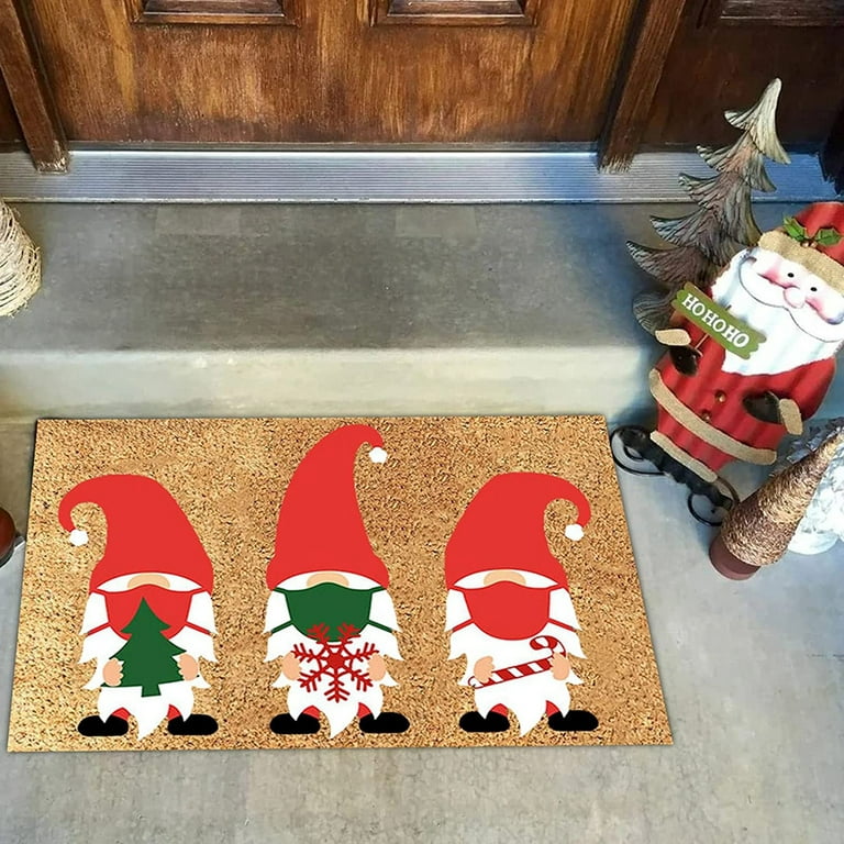 Christmas Door Mat Xmas Welcome Mat Non Slip And Washable Winter Doormat  Rubber