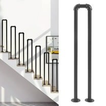 ChicHomey ​​Industrial-Style U-Shaped Stair Handrail,Heavy-Duty Steel Construction,Non-Slip Iron Safety Stair Railing,Indoor/Outdoor Safety Handrail for Home, Porch, Garden​
