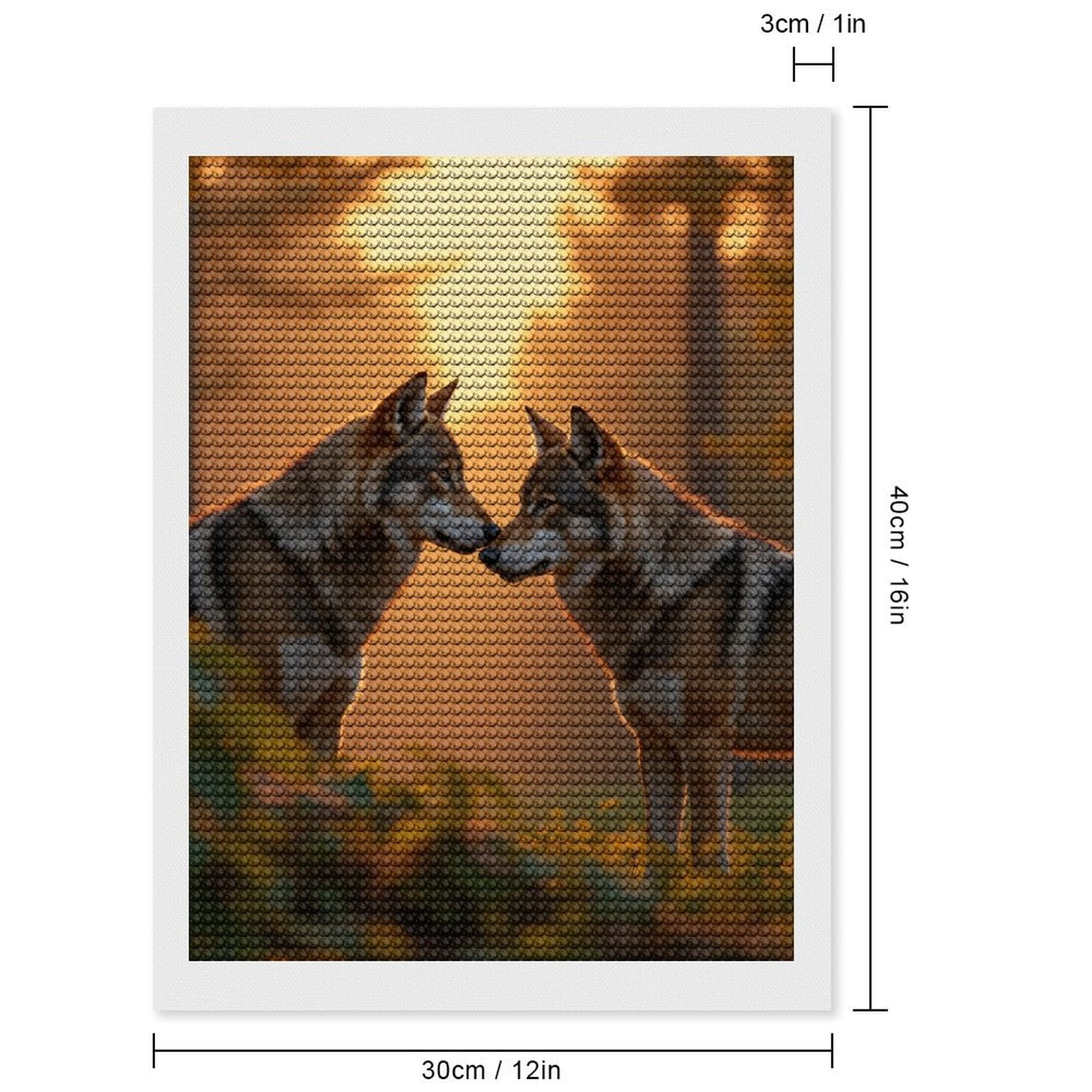 Diamond Art Kits for Adults, Sunset Forest Wolf Pair 5D Diamond Painting Kits for Adults Beginners, DIY Full Drill Diamond Painting, Gem Art and Crafts 12x16
