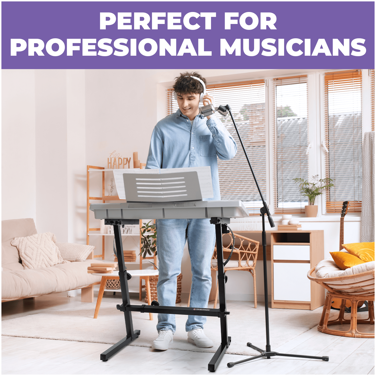 Liquid Stands Foldable Piano Keyboard Stand - 49-88 Key Z Style Adjustable Digital Piano Stand Electric Piano Stand - Portable Heavy Duty Stand for Kids, Adults - Sturdy Musical Keyboard Stand