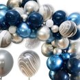 thumbnail image 3 of Conjunto de cadena de globos plateados y azules metálicos, decoración para fiesta de graduación y cumpleaños con tema para hombres, 3 of 5