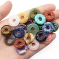 thumbnail image 4 of 18mm Natural Stone Doughnut Pendant Crystal Carved Amulet DIY Earrings Necklaces, 4 of 9