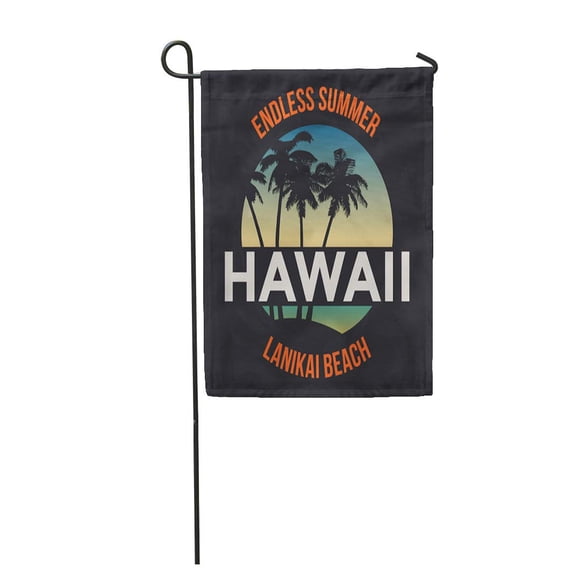 KDAGR Aloha Hawaii Beach Tee Palm Tree Graphics Stamp Label Garden Flag Decorative Flag House Banner 12x18 inch