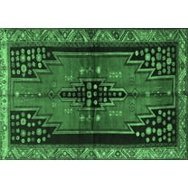 Ahgly Company Indoor Rectangle Persian Emerald Green Traditional Area Rugs, 2' x 4'