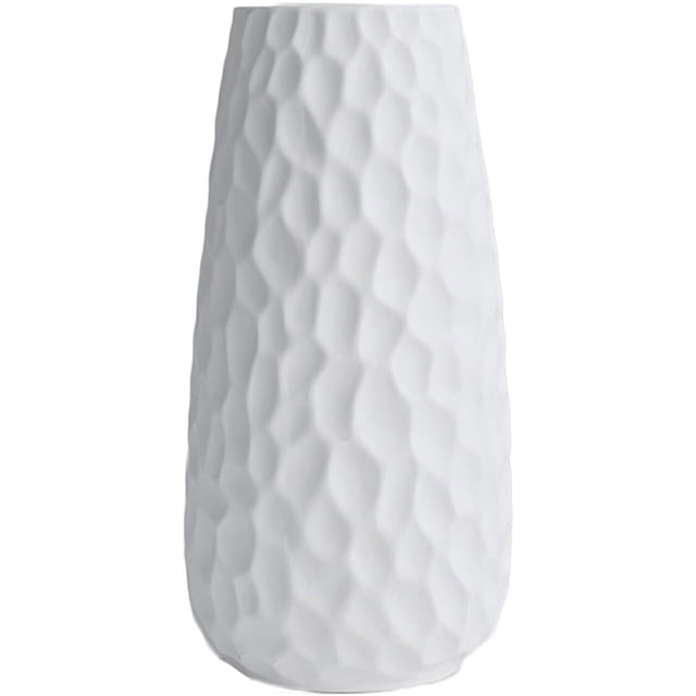 Jarrón artístico multiusos con flores, decoración versátil para la entrada de la mesa de noche, cerámica de alta calidad con embalaje seguro (blanco, 12,4 x 25,5 x 7,5 cm)