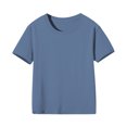 thumbnail image 3 of XinLfly Kids Girls Boys Short Sleeve T Shirt Casual Summer Solid Color Crewneck Basic Tees Shirt Tops Clothes,Blue 2, 12-13, 3 of 8