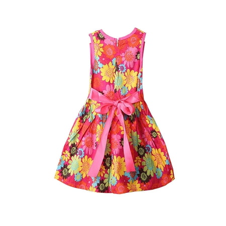 

Summer Toddler Kids Girl Princess Sleeveless Floral Lace Pierced Party Dress RED