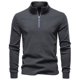 thumbnail image 4 of pstuiky Camisas para hombre de manga larga, Top cálido de terciopelo alemán con media cremallera y cuello alto de manga larga de color liso para hombre Tops de hombre s, 4 of 5