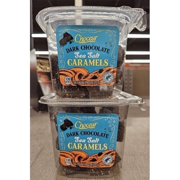 Choceur Dark Chocolate Sea Salt Caramels 13.8oz 391g (2 Tubs)