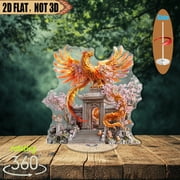1pc 2d flat Rotating acrylic centerpiece featuring a golden phoenix with iridescent feathers perfect for office decor home display and special events