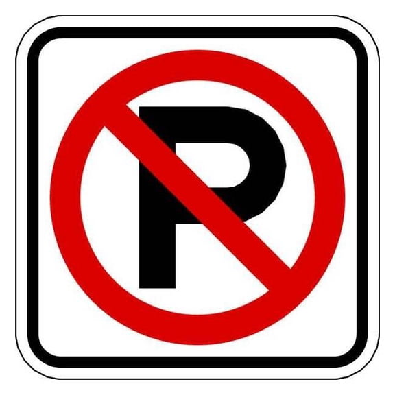 Lyle No Parking Sign, 24" W, 24" H, No Text, Aluminum, White R8-3A-24HA