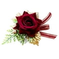 thumbnail image 3 of Ramo de novia, ramillete, ojal, flor de rosa, ramo de seda, fiesta, graduación borgoña, 3 of 5