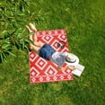 thumbnail image 3 of Outdoor Rug - Folded Design - Recycled Plastic Mat for Patio, Camping, Beach, Balcony, Porch, Deck - Weather, Water, Stain, Lightweight, Fade and UV Resistant - Milan - Orange & White, 3 of 5