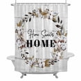 thumbnail image 2 of Farm Cotton Shower Curtain for Bathroom Decor, Flower Ring Berries Home Sweet White Wood Grain Waterproof Fabric Shower Curtain, 72"x78" Set with 12 Hooks, 2 of 9