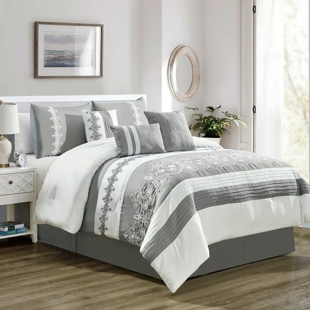 Soft Collection Microfiber Bed in A Bag Comforter Set (7-Piece),Queen