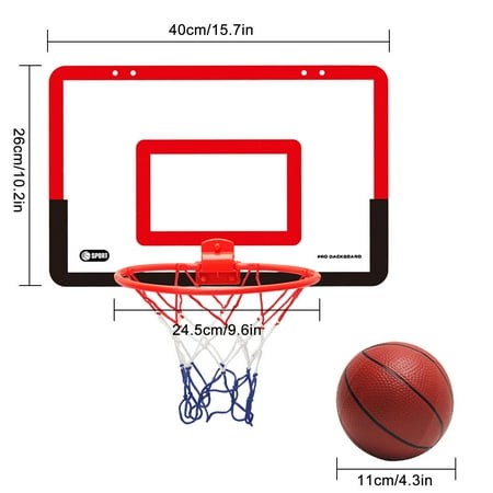 STPToys Mini Indoor Basketball Hoop for 3+ Years Old Over The Door Wall Mount Door Hoops Balls Game Toys Birthday Gifts - Red