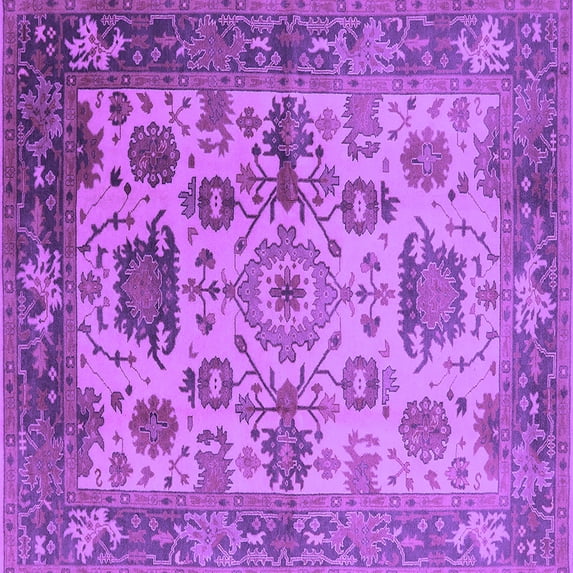 Ahgly Company Indoor Square Oriental Purple Traditional Area Rugs, 7' Square